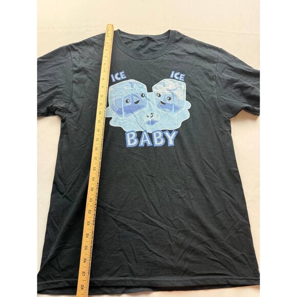 VTG Ice Ice Baby L T-Shirt Mens Medium Black Graphic Print Short Sleeve Crew - Picture 2 of 5